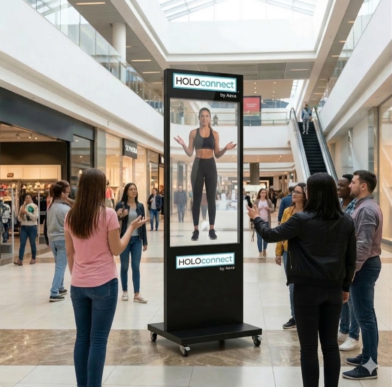 HoloConnect AI holographic agent in retail mall